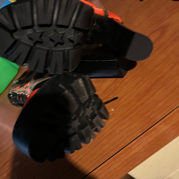 Orange and Black Combat Moto Boots with Robust Lacing - Picture 3 of 3